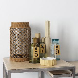 民宿藤编水壶、玻璃瓶摆件组合