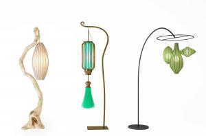 中式枯枝、金属支架灯笼造型落地灯