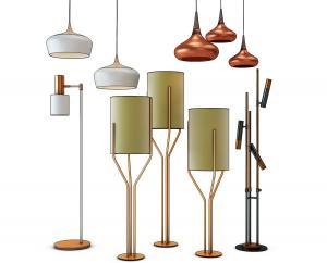 现代金属铁艺支架落地灯、床头吊灯