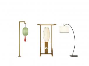 中式实木支架衣架落地灯