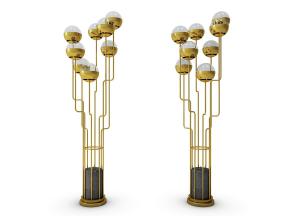 新中式金属树枝状多头灯头落地灯