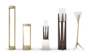 新中式金属支架、实木托举落地灯