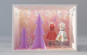 女士夏装专卖店橱窗、衣架模特