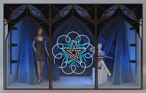 女装专卖店橱窗、灯光和模特组合