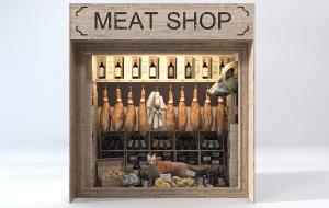 商场熟食店橱窗、火腿红酒收纳货架