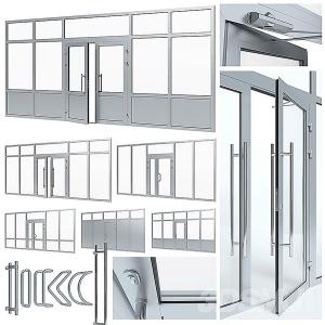 现代公共场所玻璃双扇门