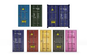 工业风带有警示标志的集装箱门