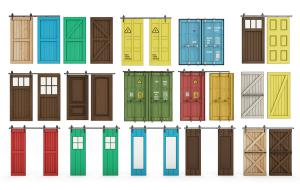 工业风格彩色带有吊轨的推拉门