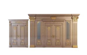 欧式金属铜制雕花带门柱入户门