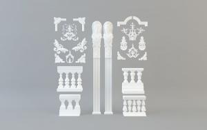 白色雕花护栏、人物雕塑罗马柱子