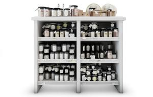 白色多层瓶装罐头、食品货架