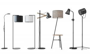 现代金属带有凳子的落地灯