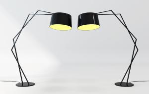 现代黑色金属双线弯折支架落地灯