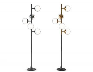 现代金属杆螺旋多头球形落地灯