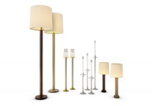 现代透明支架圆柱形布艺灯罩落地灯