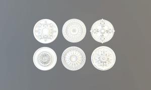 圆形装饰花纹、浮雕的灯盘