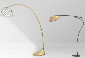 现代弯曲垂钓金属落地灯