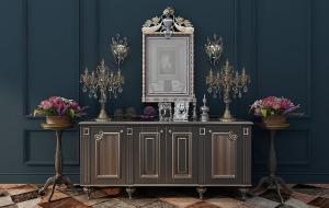 欧式玄关柜、花架和水晶台灯组合3d模型 欧式玄关柜、花架和水晶台灯组合