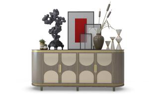 新中式圆角玄关柜、假山摆件3d模型 新中式圆角玄关柜、假山摆件