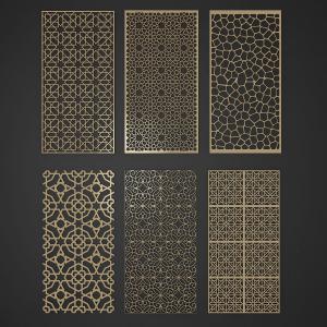 现代轻奢金色花朵、花边和泡泡造型屏风隔断3d模型 现代轻奢金色花朵、花边和泡泡造型屏风隔断