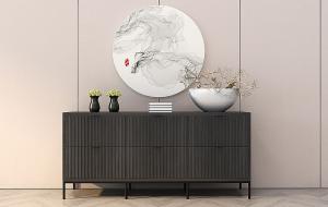 新中式黑灰色竖纹玄关柜3d模型 新中式黑灰色竖纹玄关柜