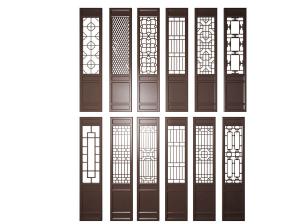 中式上部花格镂空、下部实木的门扇和屏风隔断3d模型 中式上部花格镂空、下部实木的门扇和屏风隔断