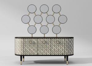 现代椭圆形装饰几何图案电视柜3d模型 现代椭圆形装饰几何图案电视柜