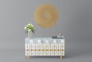 现代轻奢镶嵌金色星星玄关柜、墙饰3d模型 现代轻奢镶嵌金色星星玄关柜、墙饰