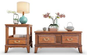 中式实木茶几边几和摆件组合3d模型 中式实木茶几边几和摆件组合