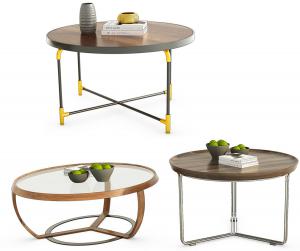 新中式圆形实木、玻璃茶几3d模型 新中式圆形实木、玻璃茶几