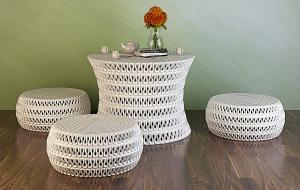 中式编织镂空造型的茶几和坐墩组合3d模型 中式编织镂空造型的茶几和坐墩组合