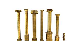 金色气势磅礴的欧式罗马柱子