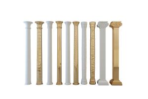 白色光面、金色装饰花纹的欧式罗马柱子