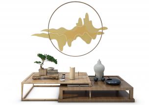 新中式实木套叠方形茶几、墙饰组合3d模型 新中式实木套叠方形茶几、墙饰组合