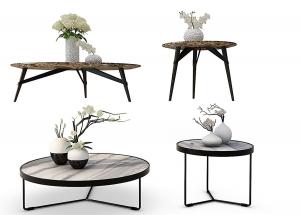 现代黑色金属支架茶几和花瓶摆件3d模型 现代黑色金属支架茶几和花瓶摆件
