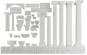 欧式罗马柱子、装饰拱形门的雕花和浮雕