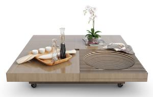 现代正方形拼接实木带轮茶几3d模型 现代正方形拼接实木带轮茶几