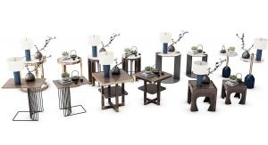 新中式床头几、茶几、边几和台灯组合3d模型 新中式床头几、茶几、边几和台灯组合