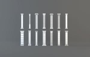 装饰不同花纹的欧式罗马柱子