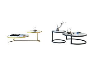 新中式低奢细金属支架圆形茶几3d模型 新中式低奢细金属支架圆形茶几