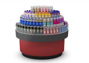 现代超市圆形饮料摆放展示冷藏货架