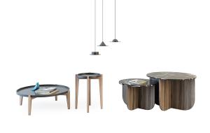 北欧实木支架黑色圆盘茶几3d模型 北欧实木支架黑色圆盘茶几