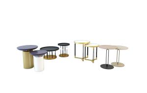 现代金属简约圆几、边几和角几组合3d模型 现代金属简约圆几、边几和角几组合