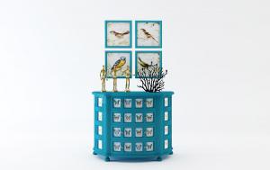 地中海斜面装饰蝴蝶图案的玄关柜3d模型 地中海斜面装饰蝴蝶图案的玄关柜