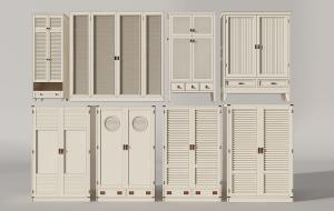 美式百叶柜门双开门、四开门衣柜组合