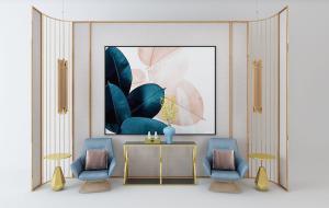 现代轻奢玄关柜、休闲椅和边几组合3d模型 现代轻奢玄关柜、休闲椅和边几组合