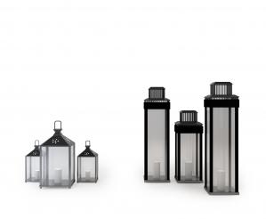 现代黑色金属框玻璃灯罩马灯、落地灯