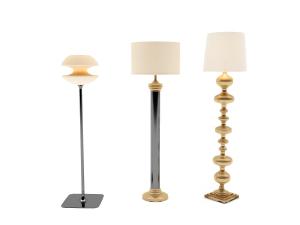 欧式金色串珠灯柱、白色灯罩落地灯