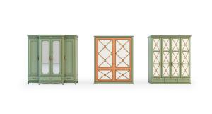 简欧实木带角线衣柜、金色菱形花纹柜门衣柜组合