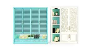 简欧上部百叶窗柜门、下部镂空抽屉的衣柜